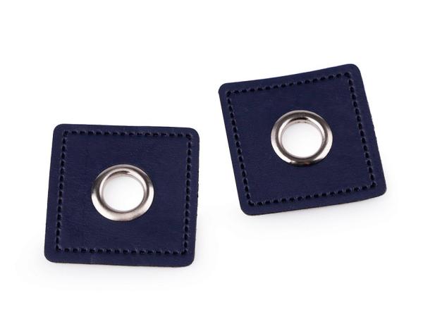 Ösen-Patches  Breite 30 mm ,Höhe 30 mm , Ø 8 mm, Dunkelblau Nickel